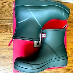 Hunter Dark Green Ankle Rain Boots
